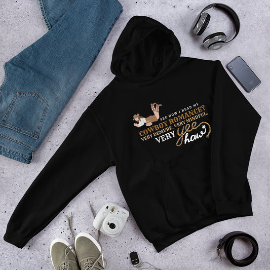 Demure Cowboy Romance Unisex Hoodie